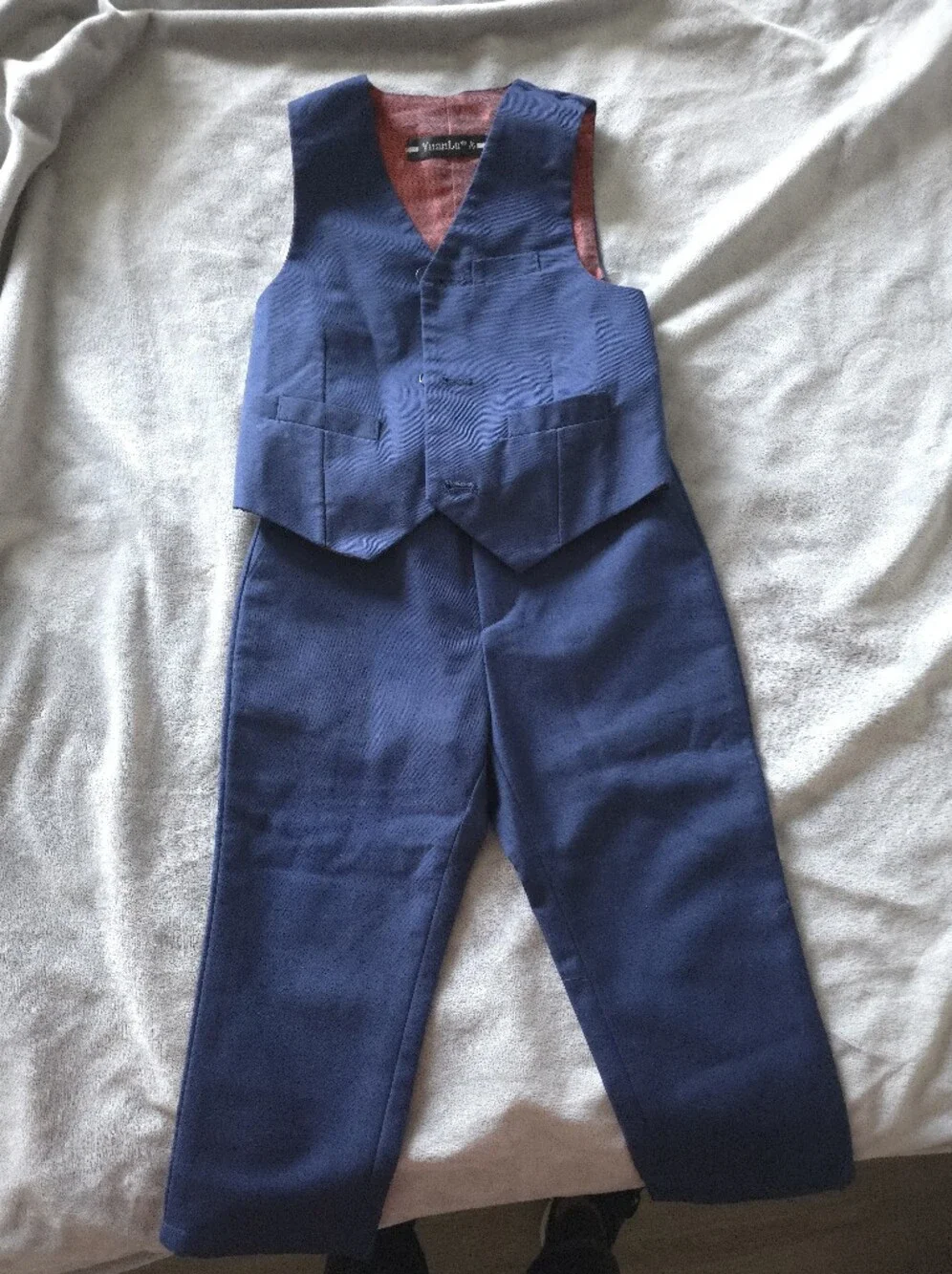 Kids Navy Matching Vest & Pants Set - Elegant Formal Outfit